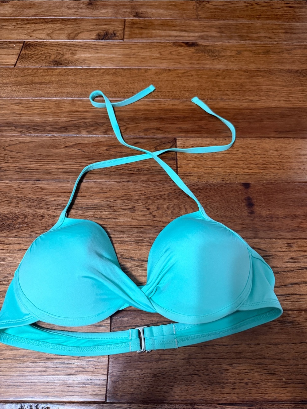 Women's Bright Turquoise Halter Bikini Top - Push-Up Support